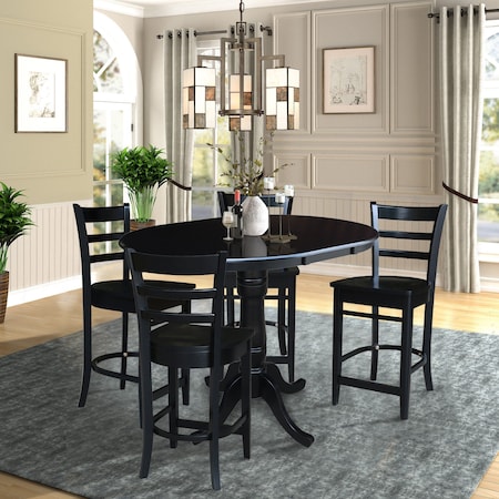International Concepts 36 in. Round Counter Height Extension Dining Table w/12 in. Leaf and 4 Emily Counter Height Stools K46-36RXT-S6172-4
